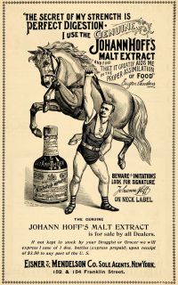 1895 Ad Johann Hoffs Malt Extract Eisner Mendelson Co Original