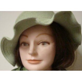 Light Sage Color Crushed Ribbon Hat for Beach Clothing