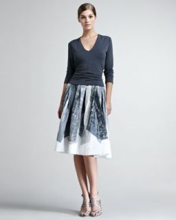 Donna Karan Shelf Bra Jersey Top & Crystal Print A Line Skirt   Neiman