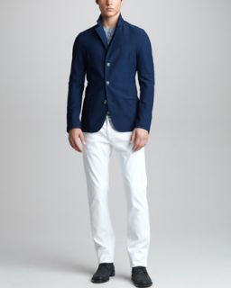 449W Giorgio Armani Mesh Three Button Jacket, Printed Twill Sweater
