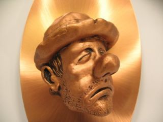 Helton Copper Sad Clown 3D Wall Art Sculpture Plaque
