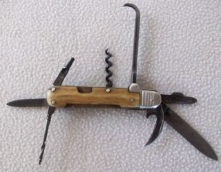 Vintage J A Henckels Germany Pocket Knife Multi Blade Cork Screw Horn