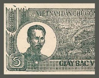 Dong Banknote of Vietnam 1948 HO Chi Minh Armed Viet Cong Pick 17 EF