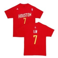 Houston Rockets Jeremy Lin Red Name and Number Jersey T Shirt Tee Gift