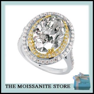 10 Ct Moissanite Oval Round Two Tone Anniversary Ring