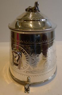  English Silver Plated Biscuit Box Egyptian Revival Henry Bourne