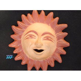 Small Ceramic Smiling Sun Hand Made Plaque 7 Mexico Art