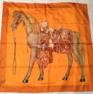 Hermes Silk Twill 36 Square Scarf Horse Equestrian Pattern