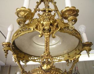 Antique Regency Style Electrified Gas Bronze Chandelier