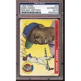 Hank Aaron Signed Ball   1955 Topps Card #47 PSA DNA