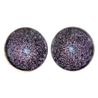 Pink Color Foil Galaxy Glass Plugs   Double Flare   3/4