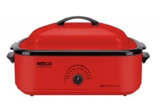 New Nesco Classic Roaster Oven 18 Quart Porcelain Cookwell Red Free