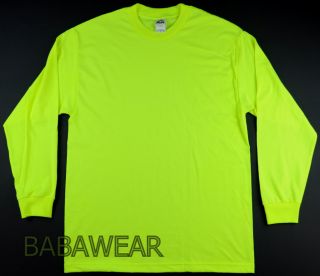 Long Sleeve Shirts AAA High Visibility Neon Green Plain Safety