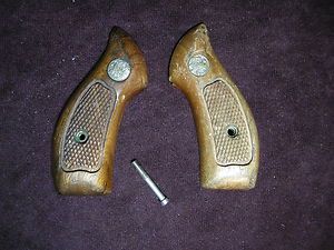 Vintage Smith and Wesson revolver grips wood parts for restoration