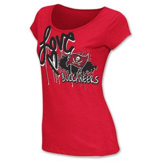 Tampa Bay Buccaneers Painted Love Lace Burnout Womens Tee Shirt