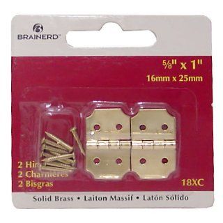 Pair 5/8 X 1 Solid Brass Hinges With Brads LQ 18XC Home