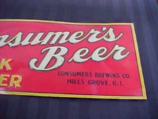 Vintage Tin Consumers Beer Sign 1933 1938 Nice Cond