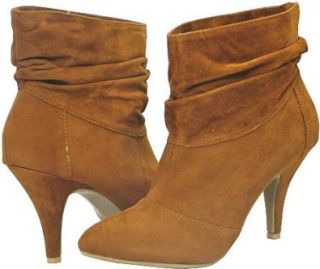 Bamboo Tulip 53 Chestnut Faux Suede Women Ankle Boot, 10 M