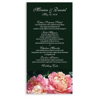 55 Wedding Menu Cards   Twin Peach Roses on Black Office