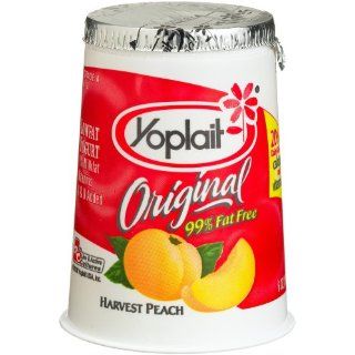 Yoplait Yogurt Peach Original, 6 Ounce Cups (Pack of 12) 