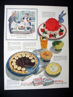 Jell O Jello Pudding Hokinson Housewife Cartoon Art 1946 Print Ad
