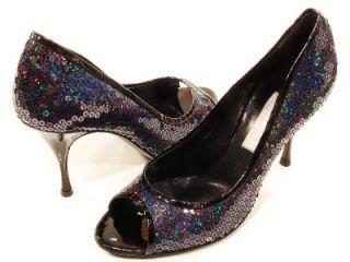 Hollywould Sequin Camilla 11348 s Open Toe Black Pumps