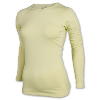 Womens Nike Pro Hyperwarm Crew II Shirt White Lime