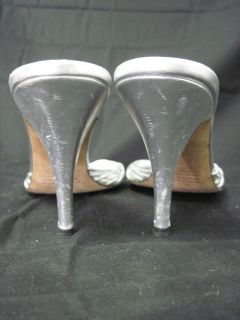 Description You are bidding on HOLLYWOULD Silver Leather Slides Size