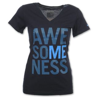 Nike Awesomeness Womens Deep V Neck Tee Shirt Dark