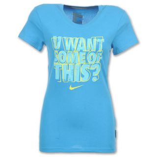 Nike Attitude Womens Tee Shirt Blue/Yellow