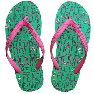 Peace Love & Happy Hour Flip Flops Shoes