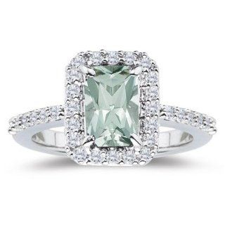 59 Cts Diamond & 9.62 Cts Green Amethyst Ring in Platinum 4.5