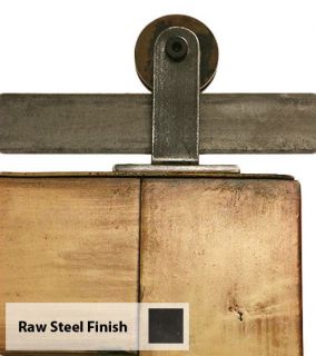  Mounted Barn Door Hardware Raw Steel Wooden Wheel Sliding Door