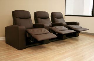 Leather Home Theater Seating 5 Brown Cannes Recliners