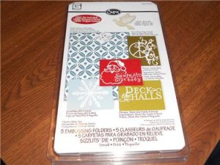 SIZZIX 5PC EMBOSSING FOLDERS HOLIDAY SANTA BABY SET WITH DIE~NEW! CUTE
