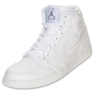 Mens Air Jordan 1 Mid Basketball Shoes White/Cool