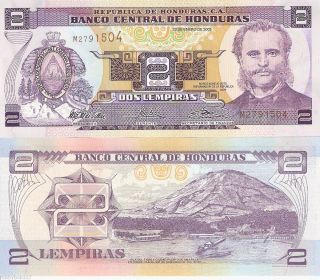 Honduras 2 Lempiras Banknote World Money Currency Bill Central America