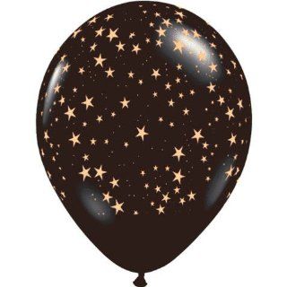 11 Stars Around Onyx Black W/Gold Ink Balloons (10 ct