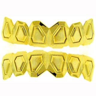  24k Gold plated Grillz top bottom set bling grills teeth mouth hip hop