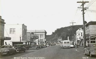 Hoquiam Washington WA 1940s Real Photo Vintage Postcard Town & Harbor