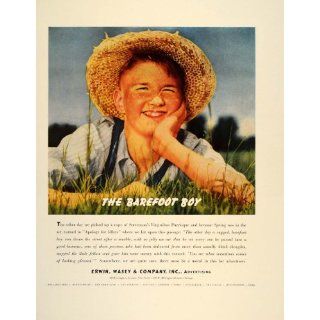 1937 Ad Erwin Wasey Advertising Barefoot Boy Straw Hat