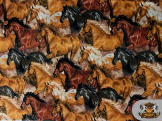  Print Fabric David Textile Horse Stampede SG DT 082 Sold BTY