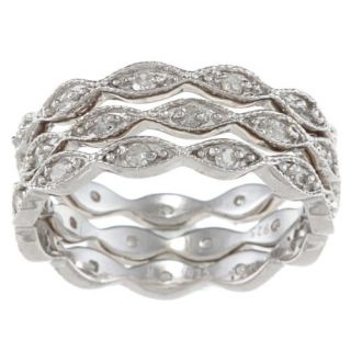 Sterling Silver 3/4ct Eternity Stackable Diamond Bands (G