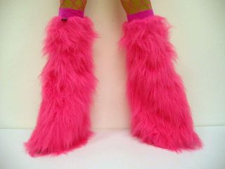 UV Hot Pink Faux Fur Legwarmers with Matching Lycra Support Band for a