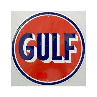Gulf Oil Gasoline Logo Retro Vintage Round Tin Sign: Home