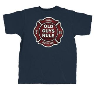 Old Guys Rule Firefighter T shirt Badge of Honor: Clothing