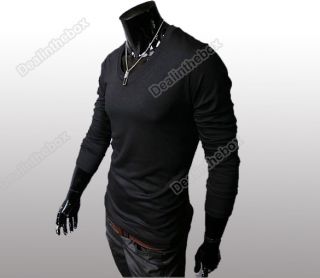 Hot Sale Mens Slim Fit Men Tight Shirts Casual V Neck Long Sleeve T