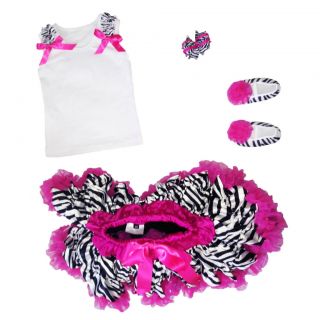  Pettitop Pettiskirt Shoes and Bow Hot Pink Zebra Outfit Toddler