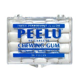Peelu Sugarless Chewing Gum, Peppermint, 20 Count Packages (Pack of 12