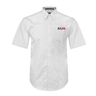 SIUE Cougar White Twill Button Up Short Sleeve, XX Large